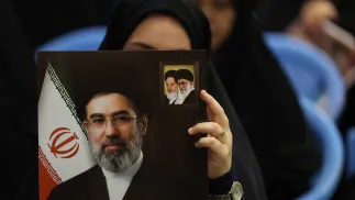 Wizerunek przywódcy Iranu Modżtaby Chameneiego. Fot. PAP/EPA/ABEDIN TAHERKENAREH 