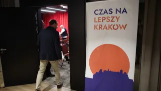 Uczestnicy wieczoru referendalnego Referendum w Krakowie Fot. PAP/Łukasz Gągulski
