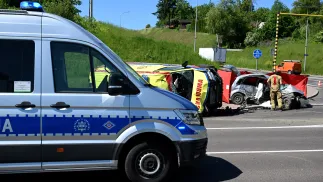 Miejsce śmiertelnego wypadku na skrzyżowaniu obwodnicy Przemyśla Fot. PAP/Darek Delmanowicz