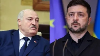Alaksandr Łukaszenka i Wołodymyr Zełenski, fot. PAP/EPA/SPUTNIK POOL/	ALEXANDER KAZAKOV / SPUTNIK / KREMLIN / POOL, fot. PAP/EPA/CLEMENS BILAN