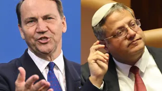 Radosław Sikorski, Itamar Ben Gwir, fot. PAP/Radek Pietruszka, fot. PAP/EPA/ABIR SULTAN