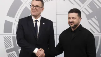 Kristen Michal i Wołodymyr Zełenski Fot. PAP/EPA/VALDA KALNINA