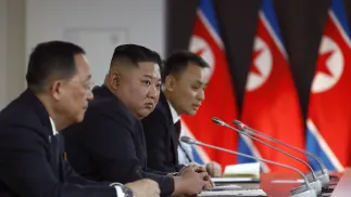 Kim po raz pierwszy użył wobec Japonii tak mocnych słów. Fot. 	PAP/EPA/SERGEI ILNITSKY / POOL
