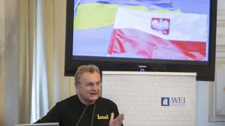 Mer miasta Lwowa Andrij Sadowy. Fot. PAP/	Vladyslav Musiienko