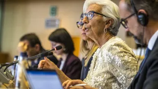 Prezes EBC Christine Lagarde. Fot. PAP/EPA/	Wiktor Dąbkowski