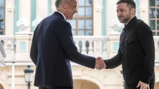 Premier Kanady Mark Carney  i prezydent Ukrainy Wołodym Zełenski. Fot. PAP/	Vladyslav Musiienko (zdjęcie ilustracyjne)