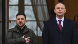 Prezydent Polski Karol Nawrocki i prezydent Ukrainy Wołodymyr Zełenski. Fot. PAP/	Paweł Supernak