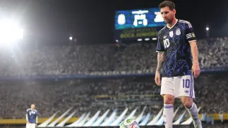 Leo Messi podczas meczu reprezentacji Argentyny, fot. PAP/EPA/JUAN IGNACIO RONCORONI