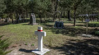 Polski cmentarz w Ostrówkach w obwodzie wołyńskim Fot. PAP/Vladyslav Musiienko
