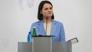 Swiatłana Cichanouska. Fot. PAP/Victor Kovalchuk