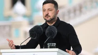 Prezydent Ukrainy Wołodymyr Zełenski. Fot. PAP/Victor Kovalchuk