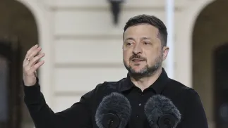 Prezydent Ukrainy Wołodymyr Zełenski. Fot. PAP/EPA/SERGEY DOLZHENKO