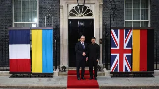 Президент України Володимир Зеленський та прем'єр-міністр Великої Британії Кір Стармер. Fot. PAP/EPA/NEIL HALL