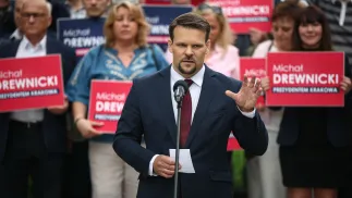 Kandydat Prawa i Sprawiedliwości na prezydenta Krakowa Michał Drewnicki, fot. PAP/Łukasz Gągulski