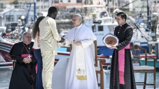 Spotkanie papieża z imigrantami na wyspie Gran Canaria, fot. PAP/EPA/ANSA/CIRO FUSCO