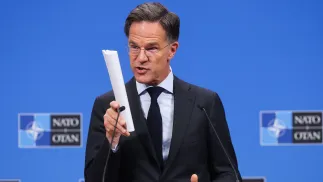 Szef NATO Mark Rutte. Fot. PAP/EPA/OLIVIER HOSLET
