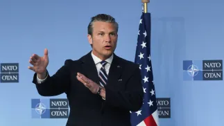 Szef Pentagonu Pete Hegseth. Fot. PAP/EPA/Olivier Hoslet