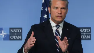 Міністр оборони США Піт Гегсет. Fot. PAP/EPA/Olivier Hoslet