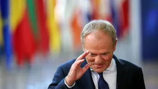 Premier Polski Donald Tusk. Fot. 	OLIVIER MATTHYS