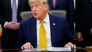 Prezydent USA Donald Trump. Fot. EPA/BONNIE CASH / POO