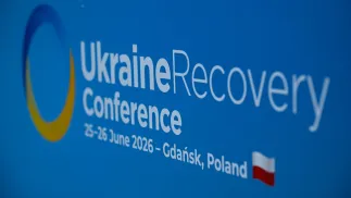 Логотип Ukraine Recovery Conference 2026. Fot. PAP/Andrzej Jackowski