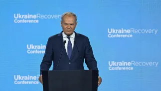 Гданьск. Дональд Туск на конференции по восстановлению Украины. Fot. PAP/Adam Warżawa