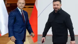 Karol Nawrocki (L) i Wołodymyr Zełenski (P). Fot. PAP/Paweł Jaskółka/Leszek Szymański