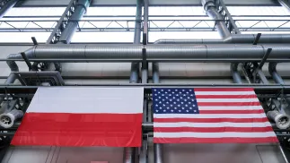 USA and Polish flags. Photo: PAP/Jakub Kaczmarczyk