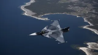 Samolot Gripen E. Fot. PAP/EPA/HENRIK MONTGOMERY 