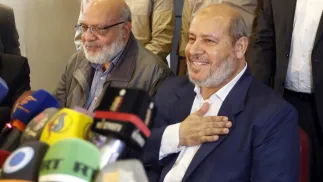Chalil al-Hajja (z prawej), fot. PAP/EPA/YOUSSEF BADAWI