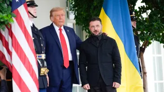Дональд Трамп і Володимир Зеленський, 18 серпня 2025 р. Fot. PAP/EPA/YURI GRIPAS / POOL