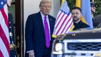 Дональд Трамп і Володимир Зеленський, 17.10.2025. Fot. PAP/EPA/SHAWN THEW