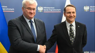 Andrij Sybiha i Radosław Sikorski Fot. PAP/Radek Pietruszka