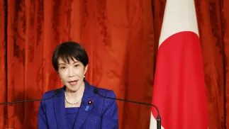 Premier Japonii Sanae Takaichi. Fot. PAP/EPA/	FRANCK ROBICHON/POOL