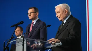 Jarosław Kaczyński, Mateusz Morawiecki, Rafał Bochenek Fot. PAP/Leszek Szymański