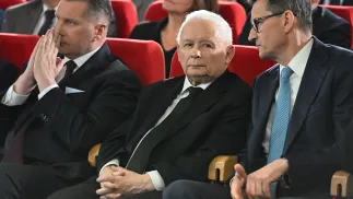 Przemysław Czarnek, Jarosław Kaczyński, Mateusz Morawiecki. Fot. PAP/Wojtek Jargiło
