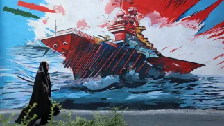 Mural antyamerykański w Iranie. Foto. PAP/ EPA/ABEDIN TAHERKENAREH 