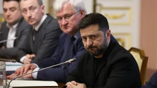 Президент Украины Владимир Зеленский и министр иностранных дел страны Андрей Сибига. Fot. PAP/Victor Kovalchuk