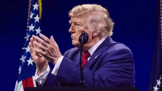 Prezydent USA Donald Trump. Fot. EPA/JIM LO SCALZO / POOL