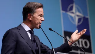 Sekretarz generalny NATO Mark Rutte. Fot. PAP/EPA/GEORGI LICOVSKI