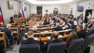 Sala posiedzeń Senatu Fot. PAP/Tomasz Gzell