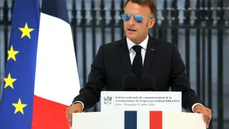 Prezydent Francji Emmanuel Macron. Fot. EPA/THOMAS SAMSON / POOL