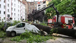 Zniszczenia spowodowane intensywną burzą i ulewami, które przeszły we wtorek nad Wrocławiem. Fot. PAP/	Maciej Kulczyński