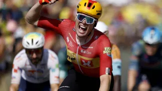 Soren Waerenskjold zwycięzcą 11. etapu wyścigu Tour de France. Fot. PAP/EPA/YOAN VALAT