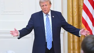 Prezydent USA Donald Trump. Fot. PAP/EPA/SAUL LOEB / POOL