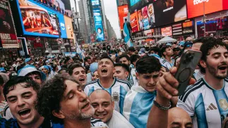 Kibice reprezentacji Argentyny w Nowym Jorku, fot. PAP/EPA/OLGA FEDOROVA