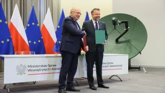 Андрюс Кубілюс і Марцін Кєрвінський. Fot. PAP/Leszek Szymański