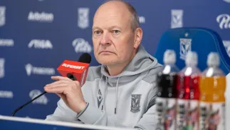 Trener Lecha Poznań Niels Frederiksen. Fot. PAP/Jakub Kaczmarczyk