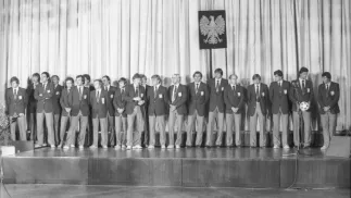Spotkanie reprezentacji Polski po przylocie z XII Mistrzostw Świata w piłce nożnej w Hiszpanii w 1982r. Fot.  PAP/Teodor Walczak
