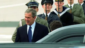 Wizyta prezydenta USA Georgea W. Busha w Polsce w 2001r. Fot. PAP/Radek Pietruszka